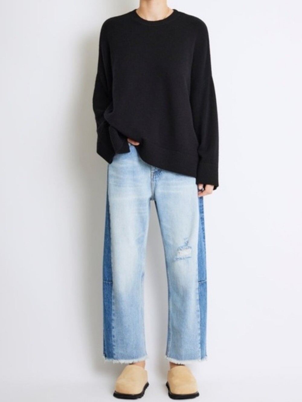 ROUCHA Dessau Vintage Denim Barrel Wide Leg Crop Raw Hem Distressed Size 6-8